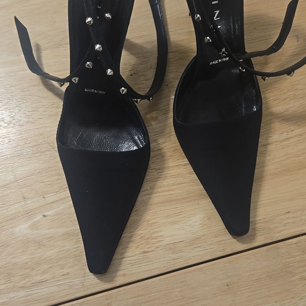 Vicini Criss Cross Studded Ankle Strap Heels - Picture 4 of 9